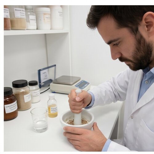 Preparación en mortero y pestilo